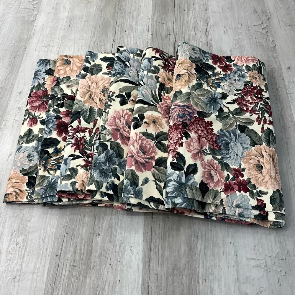 Vintage Six Permanent Press Drapery Floral Valance Curtains Made In USA